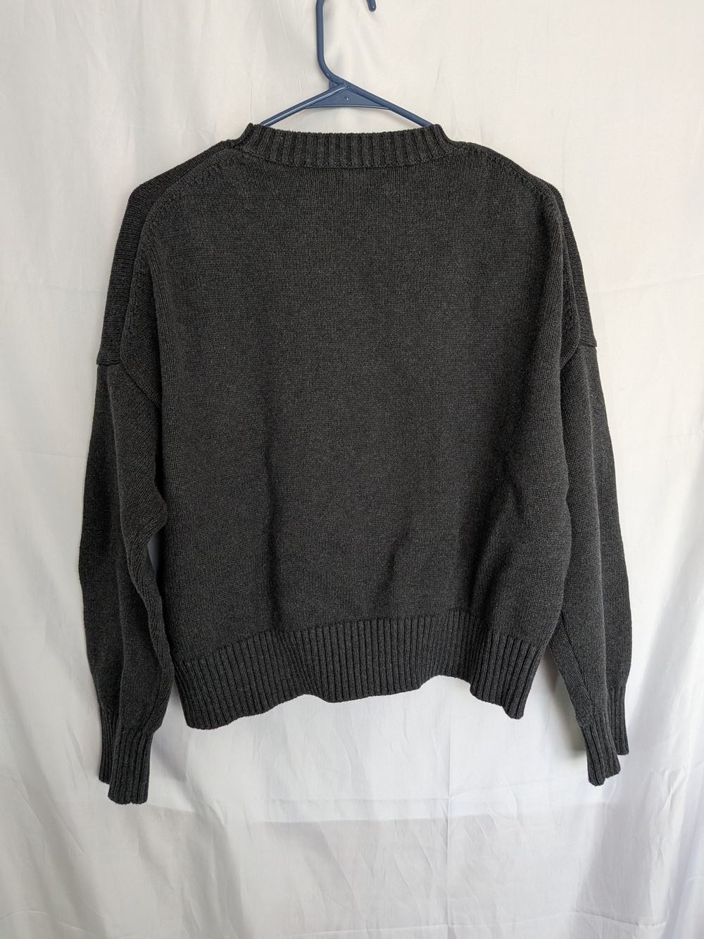 Quince 100% Organic Cotton Boyfriend Crewneck Sweater Charcoal Small - Picture 6 of 6